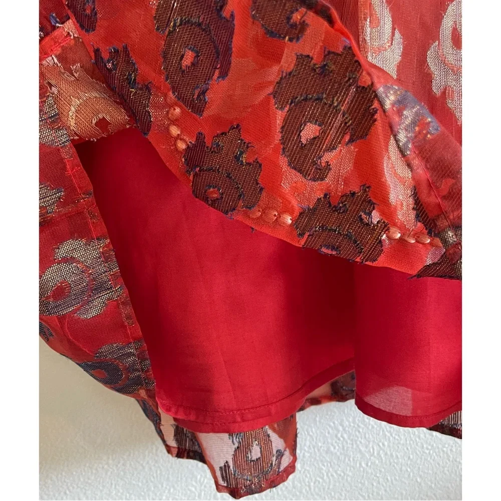 Free People Mini Dress Red Bronze Metallic Sleeveless Dress NWT SZ 4 - Picture 10 of 14